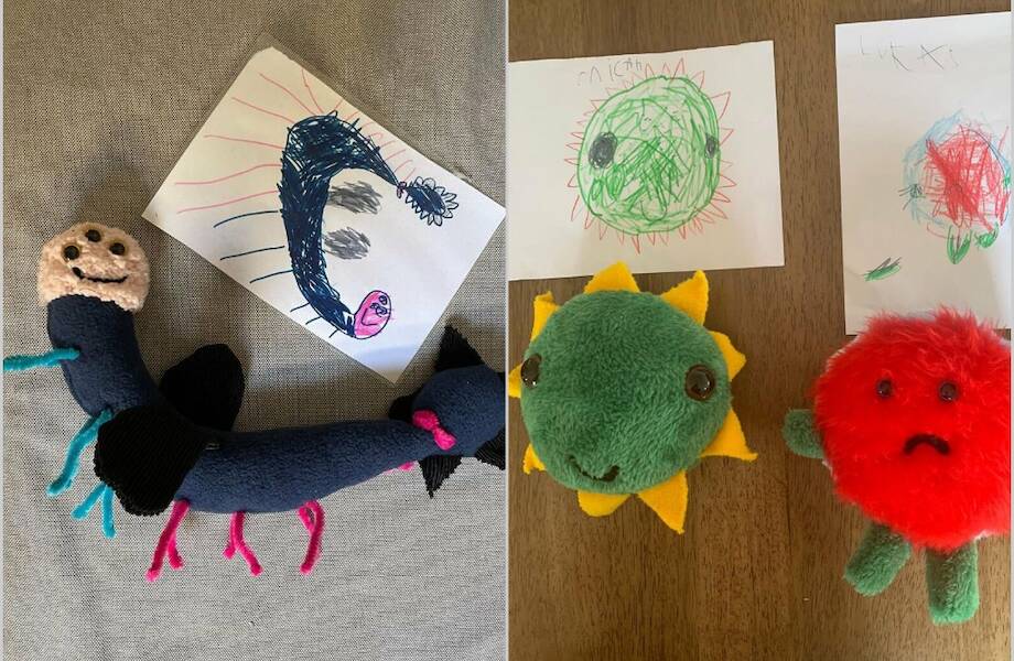 12 милых плюшевых игрушек, которые сделала учительница по школьным рисункам